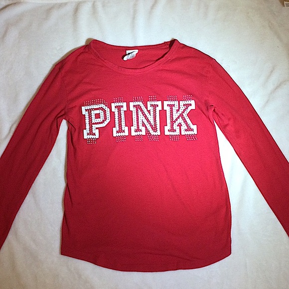 PINK Victoria's Secret Tops - “Pink Bling” Pink Long Sleeve Tee